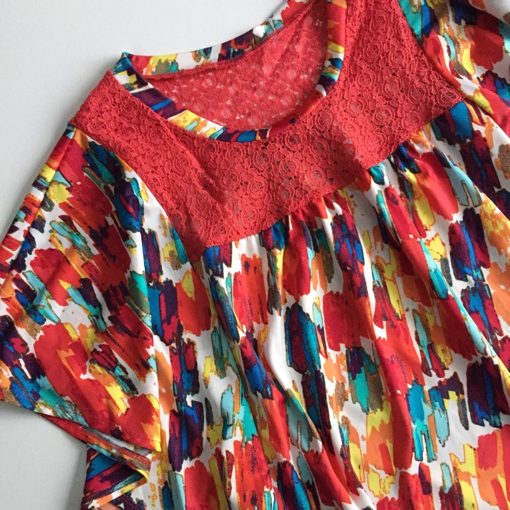 Painted Rainbow Flutter Sleeve Top 🌈